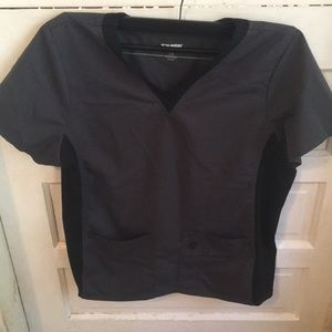 Black and Gray Scrub Star Scrub Top